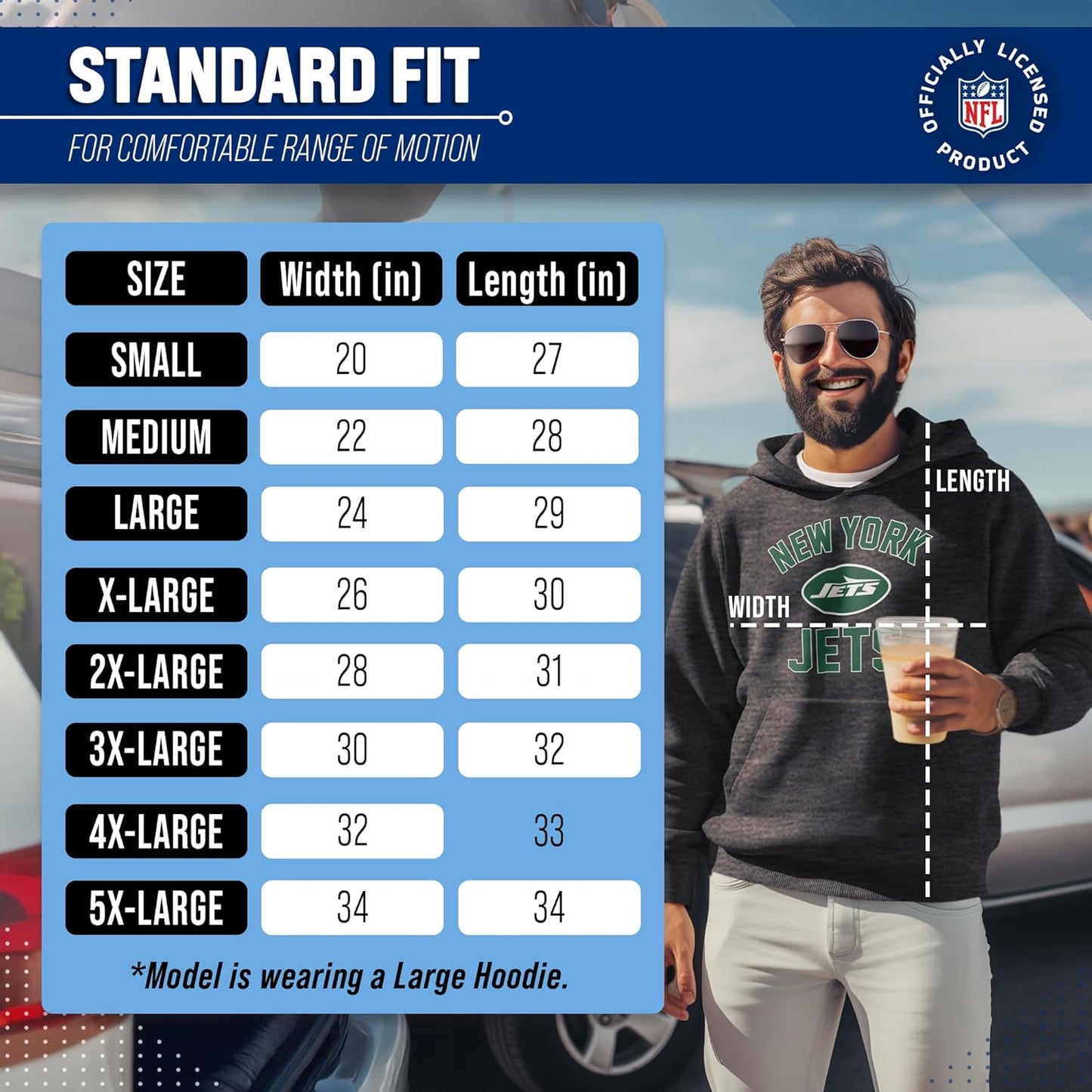 NFL Gameday Adult Hooded Sweatshirt, Pro Football Fleece Hoodie Pullover Sweatshirt