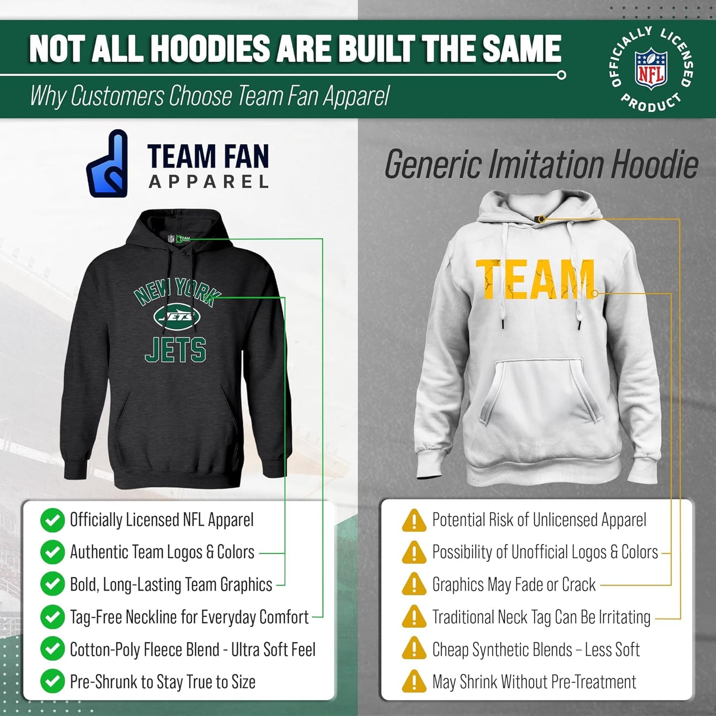NFL Gameday Adult Hooded Sweatshirt, Pro Football Fleece Hoodie Pullover Sweatshirt